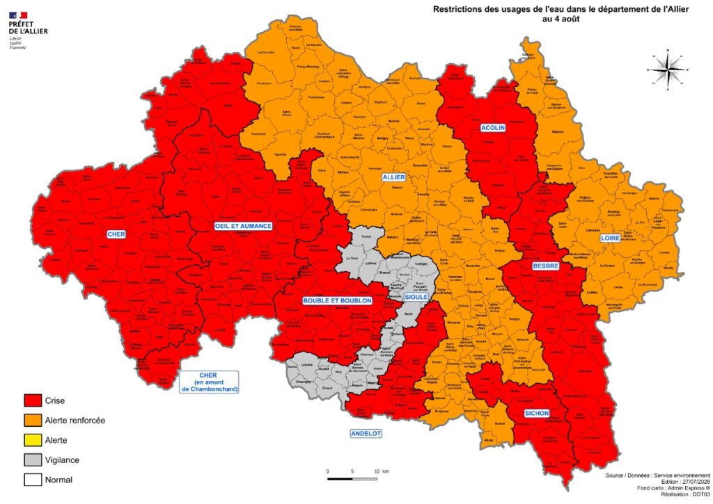 Carte restriction d’eau
